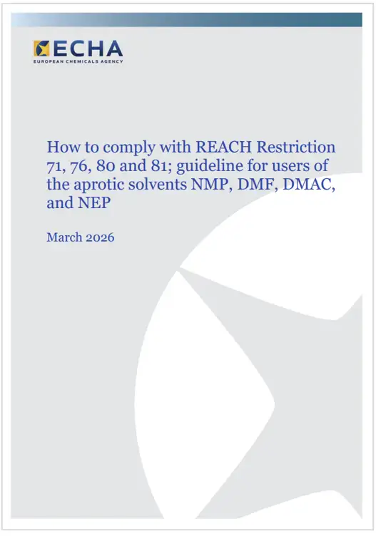 Guidelines for user of the aprotic solvents / ECHA March 2026